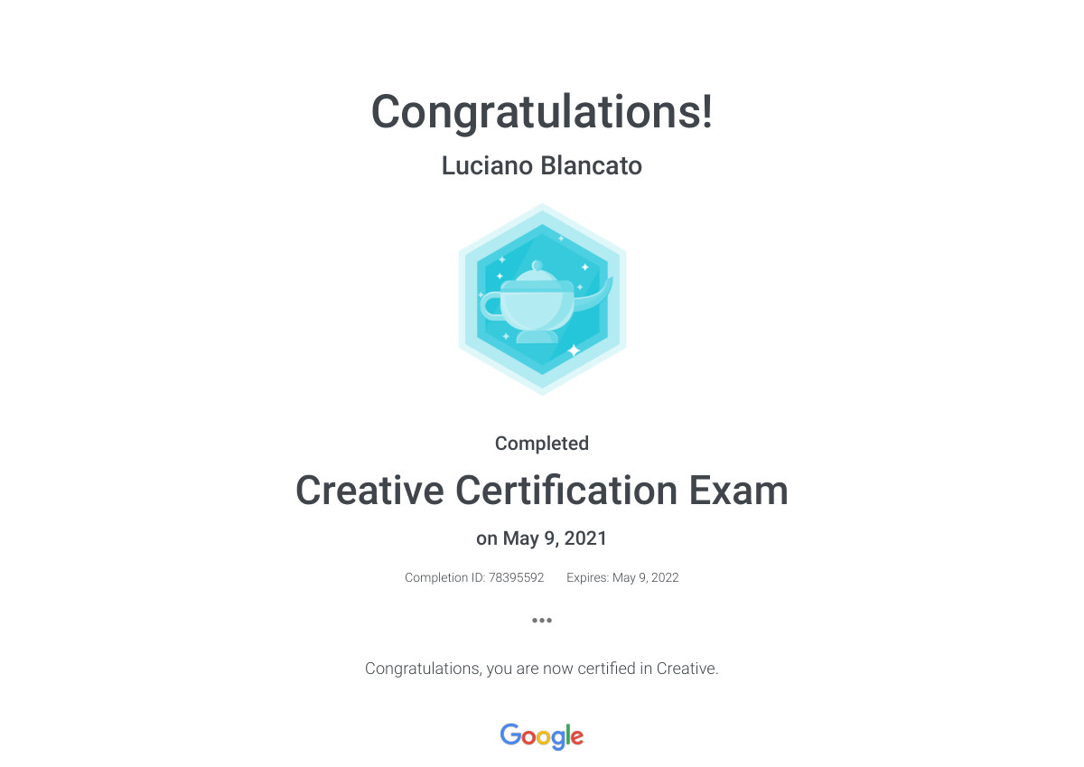 Creative Certification Exam