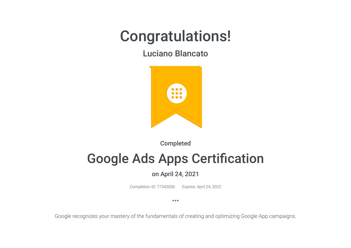 Google Ads Apps Certification