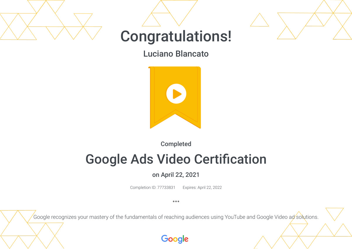 Google Ads Video Certification
