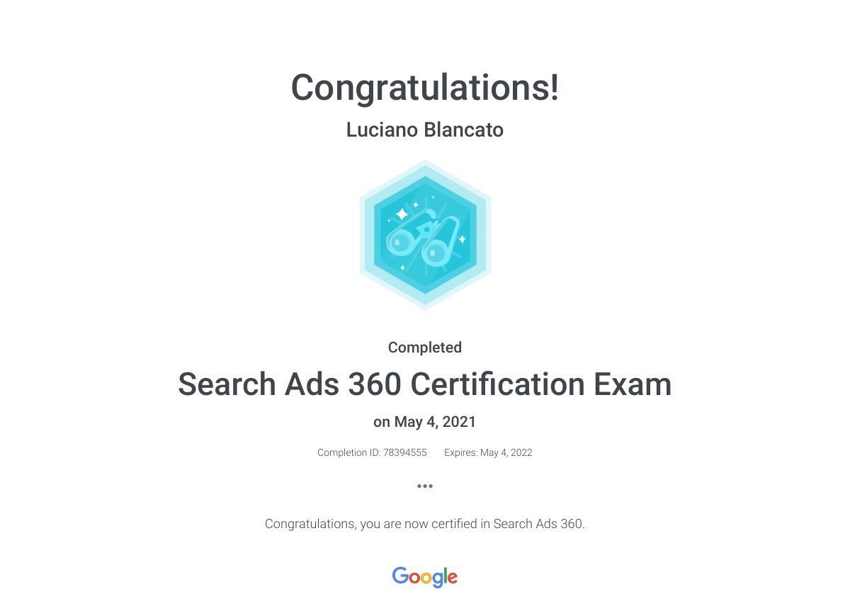 Search Ads 360 Certification Exam