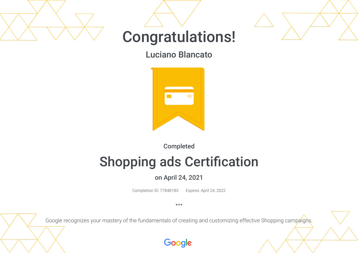 Shopping ads Certification