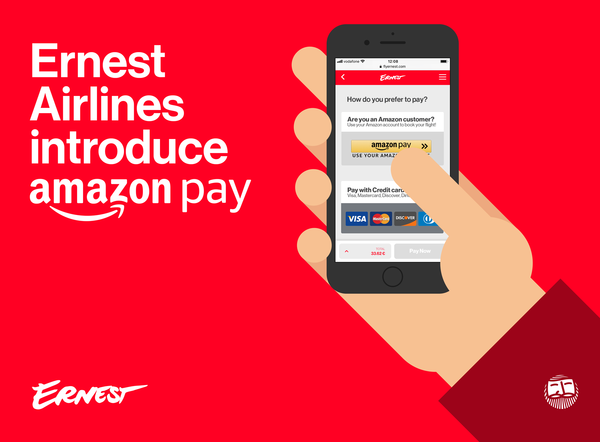 Ernest Airlines, introduce Amazon Pay come modalità di pagamento
