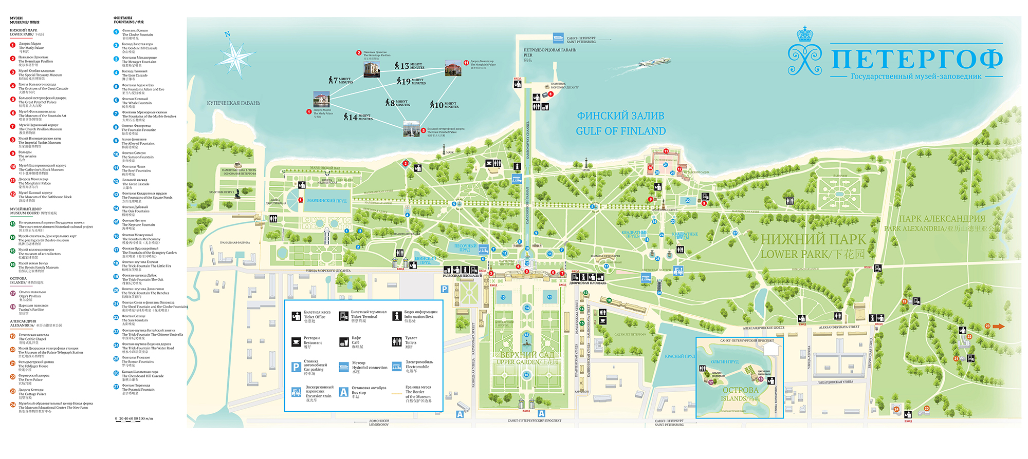 Mappa - I palazzi e i giardini di Peterhof